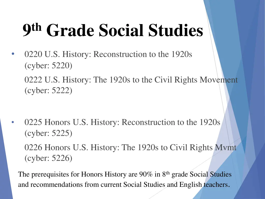 9 th grade social studies