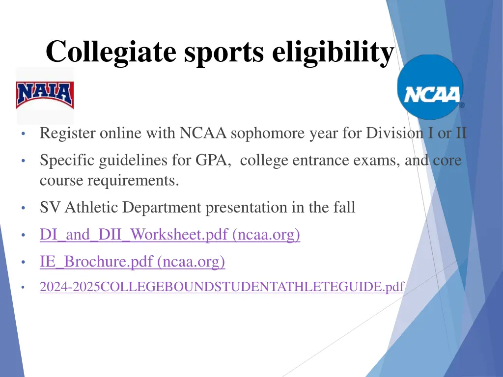 collegiate sports eligibility