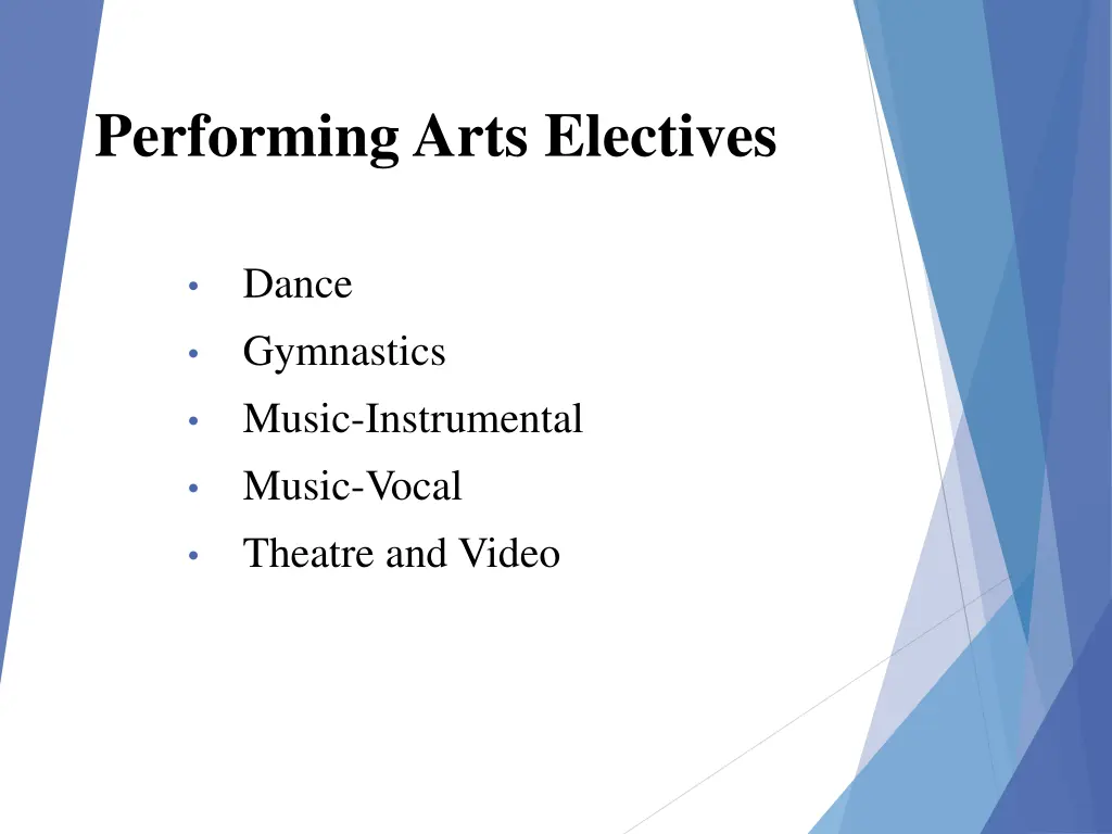 performing arts electives
