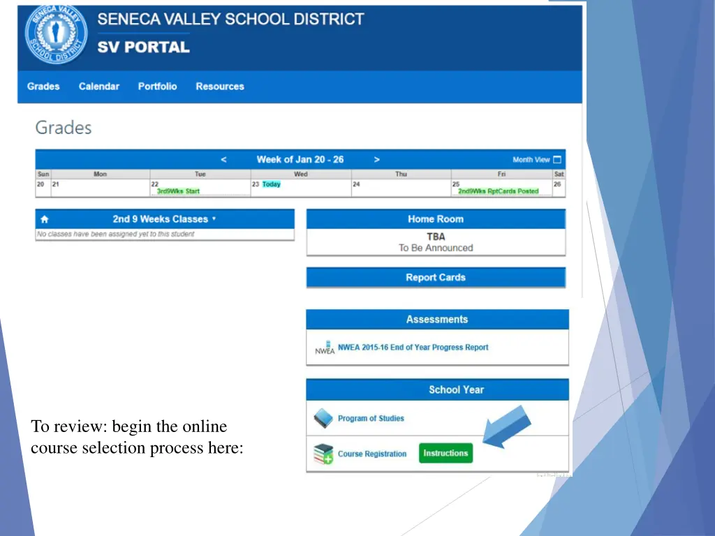 to review begin the online course selection