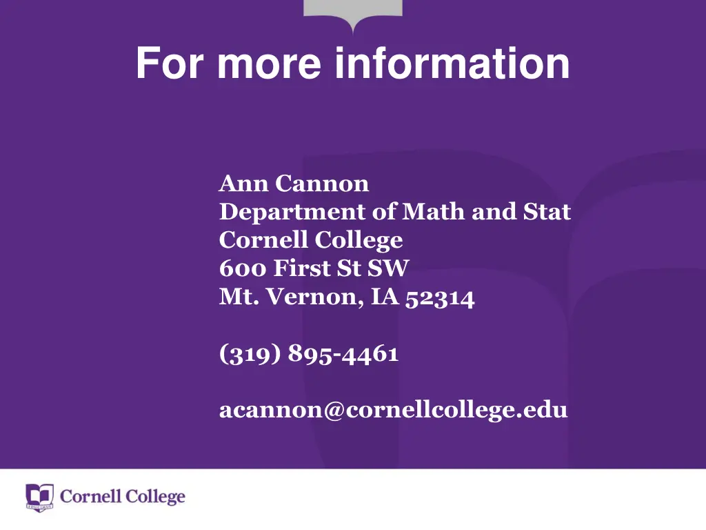 for more information
