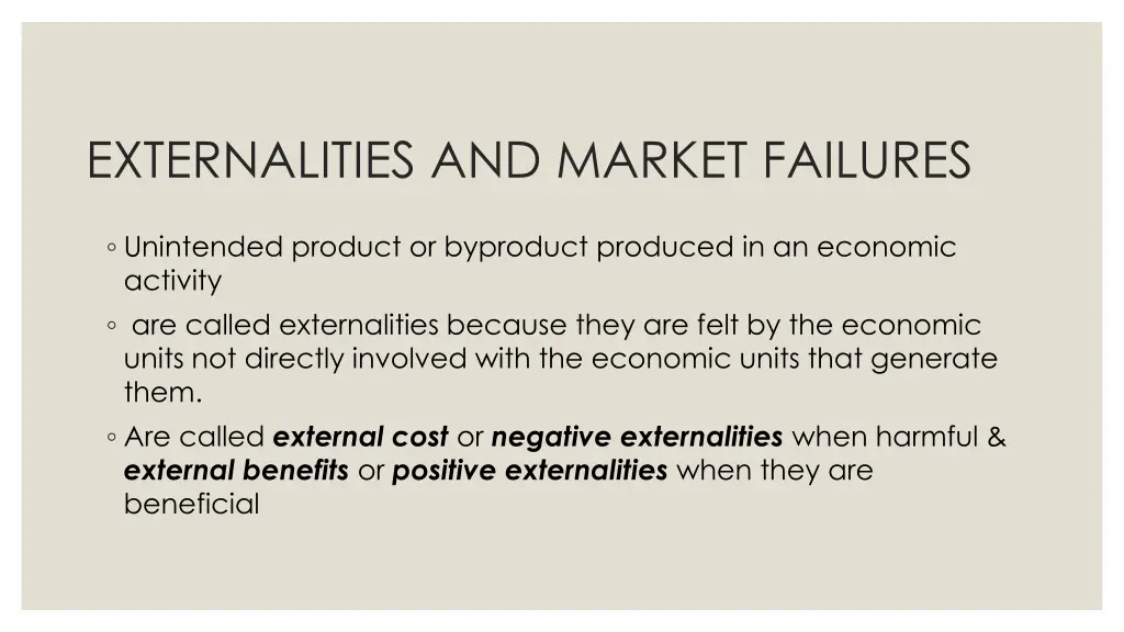 externalities and market failures