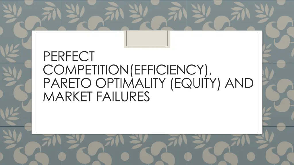 perfect competition efficiency pareto optimality
