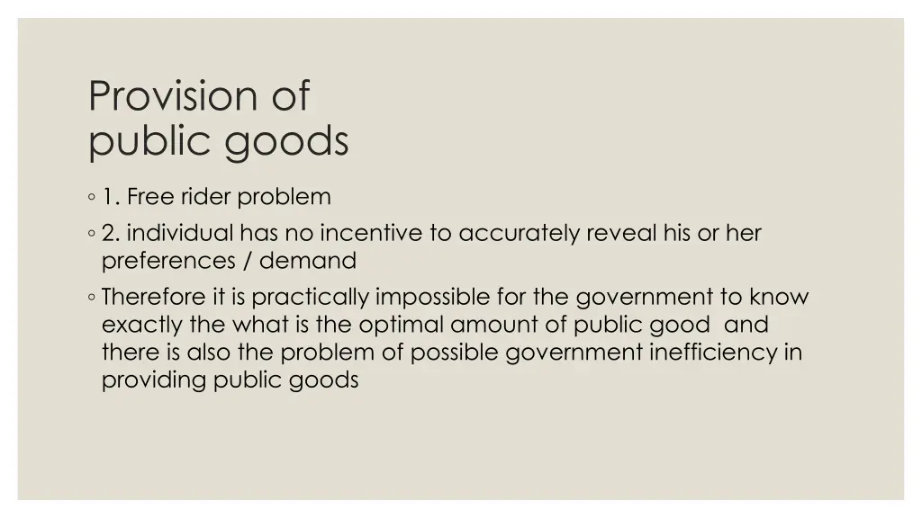 provision of public goods