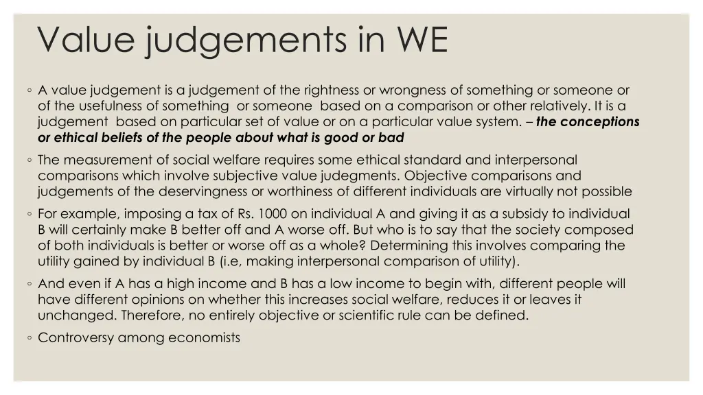 value judgements in we