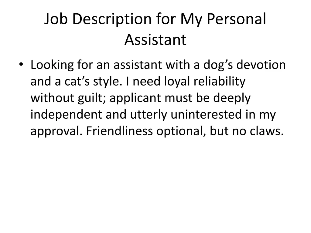 job description for my personal assistant