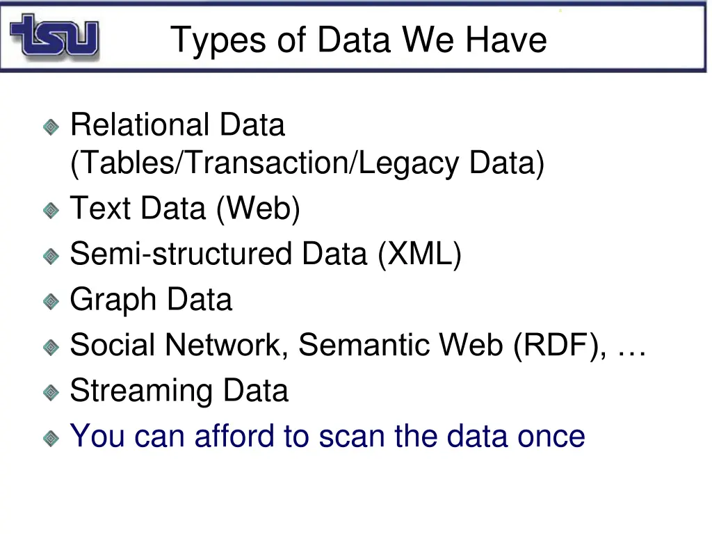 types of data we have