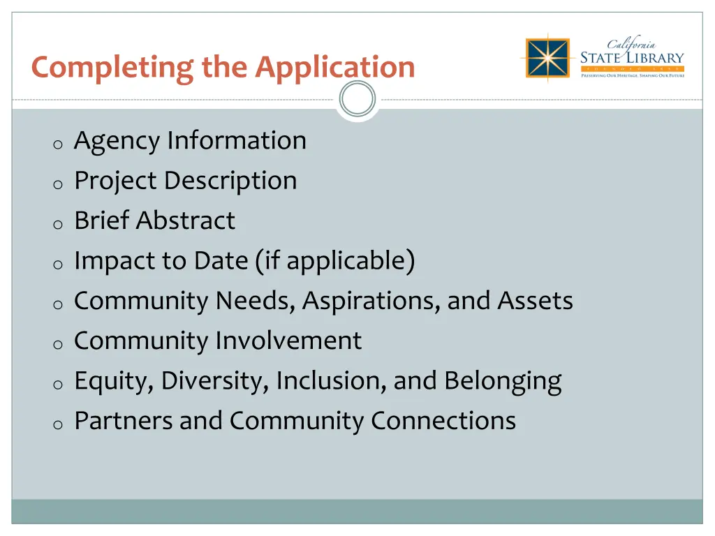 completing the application