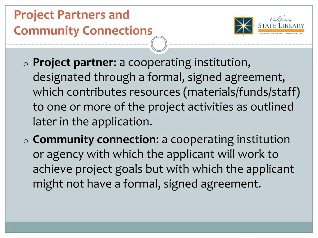 project partners and community connections