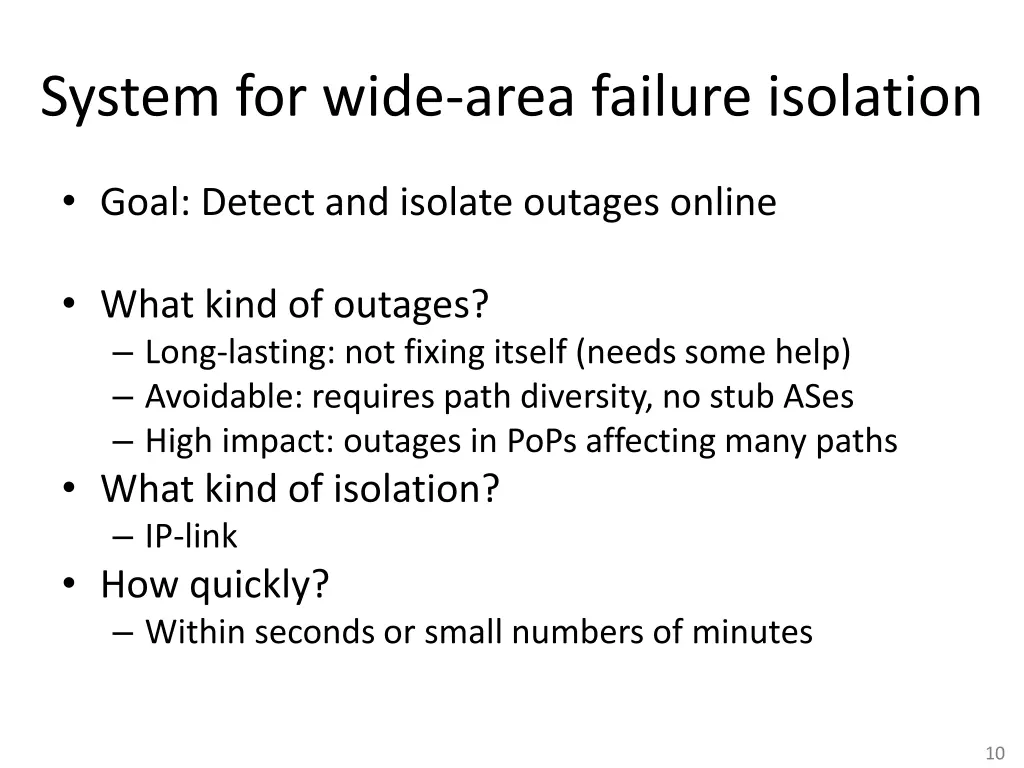 system for wide area failure isolation