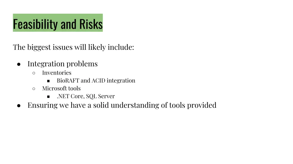 feasibility and risks