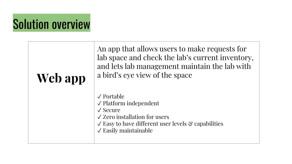 solution overview