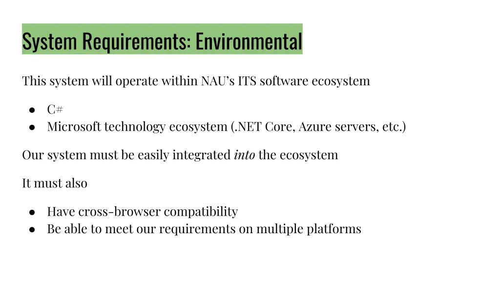 system requirements environmental
