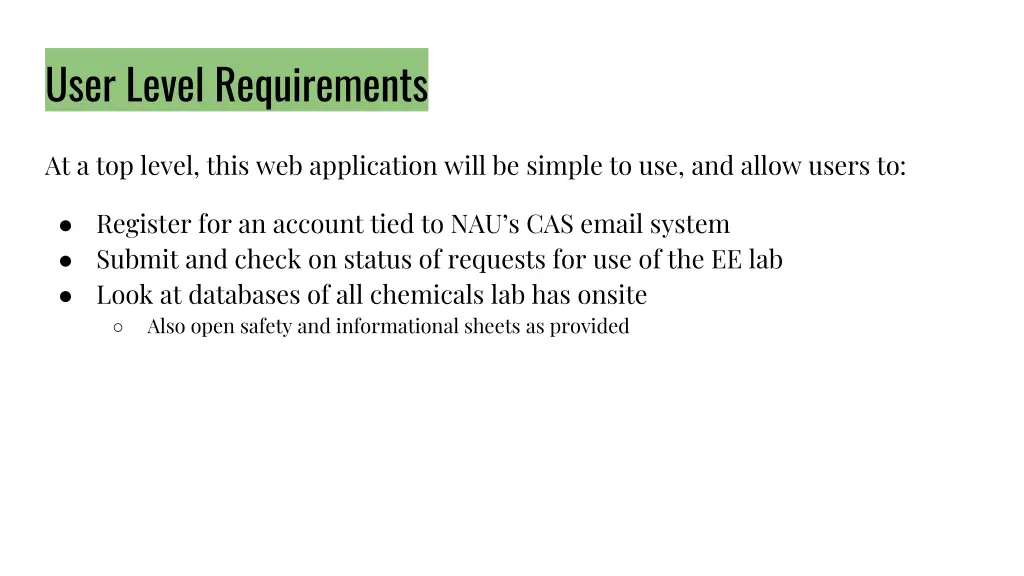 user level requirements