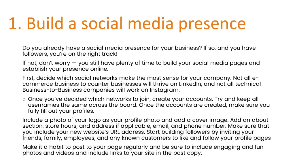 1 build a social media presence