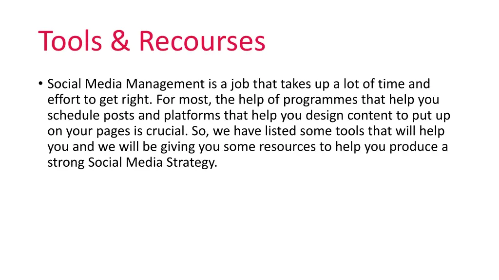 tools recourses