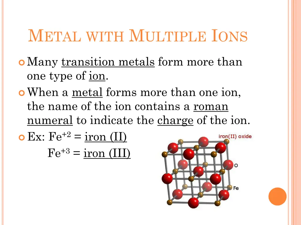 m etal with m ultiple i ons