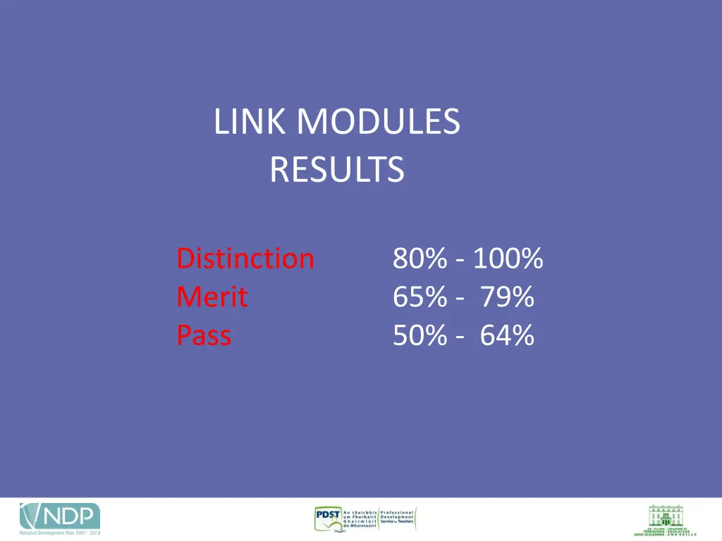 link modules results