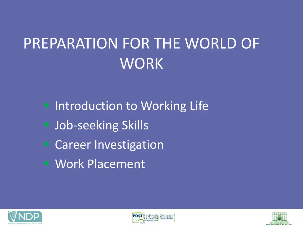 preparation for the world of work