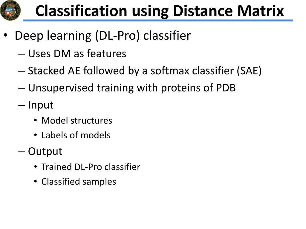 classification using distance matrix