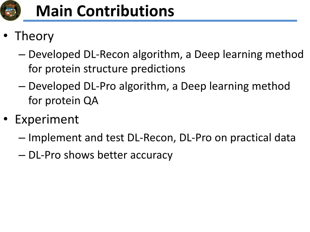 main contributions