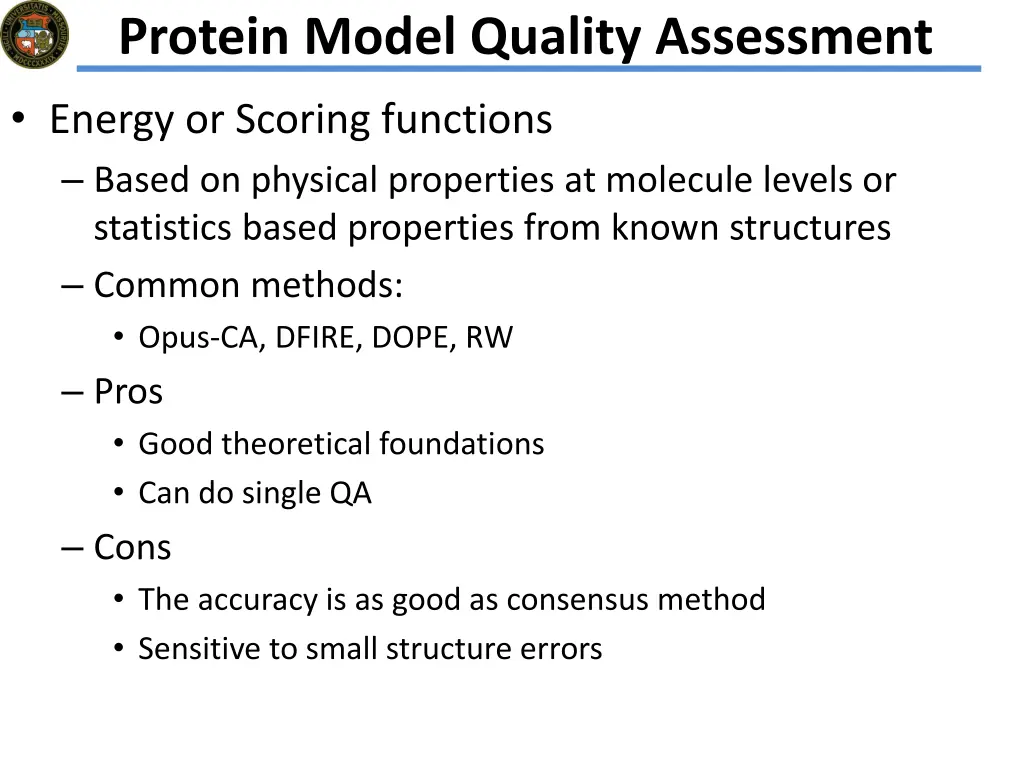 protein model quality assessment 1