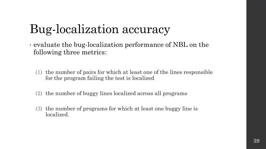 bug localization accuracy