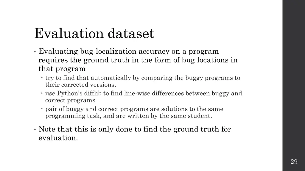 evaluation dataset