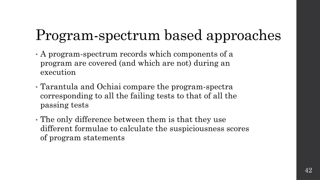 program spectrum based approaches