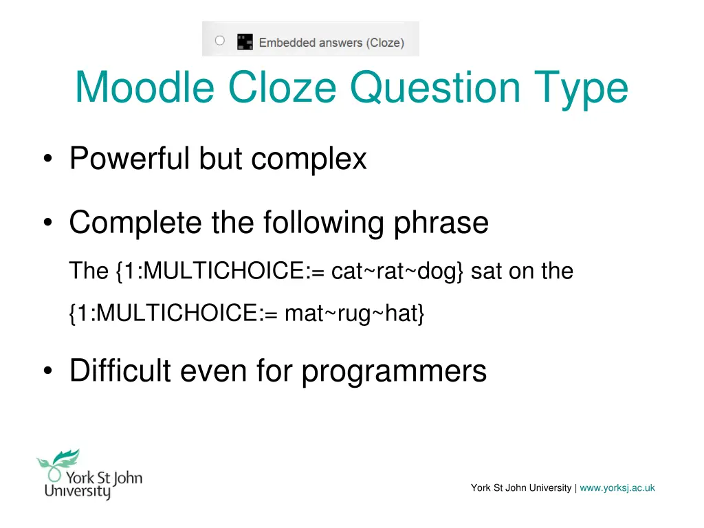 moodle cloze question type