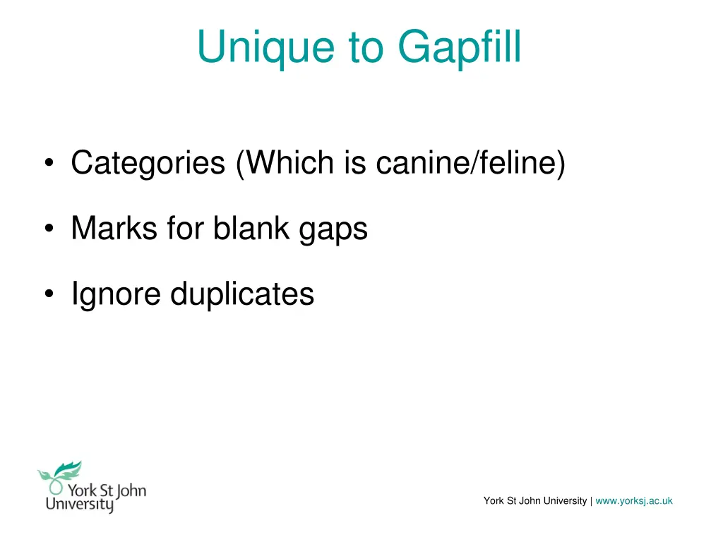 unique to gapfill