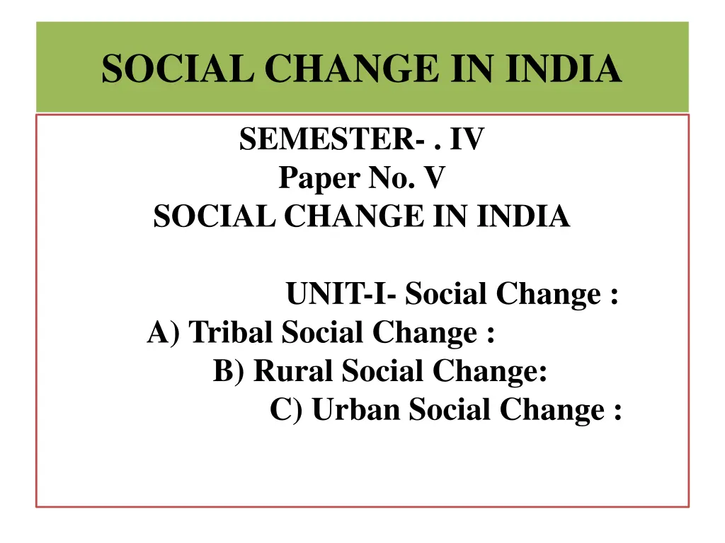 social change in india