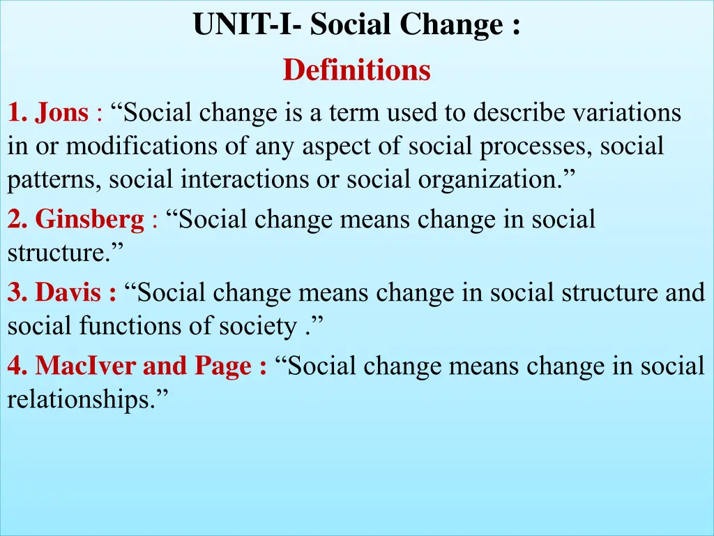 unit i social change definitions