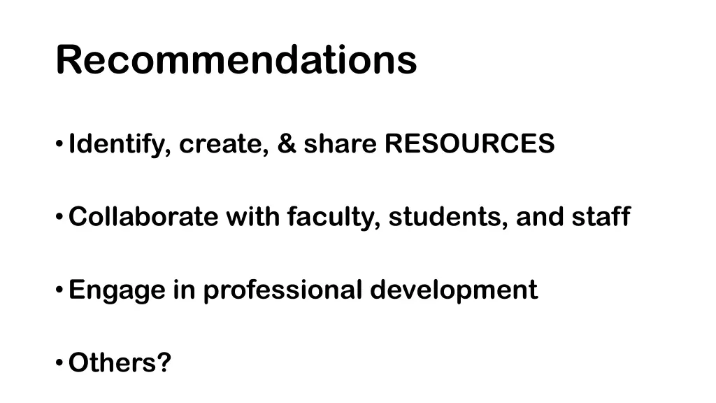 recommendations 1