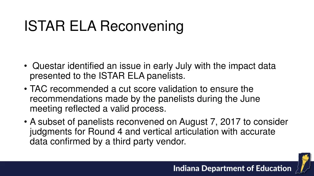 istar ela reconvening