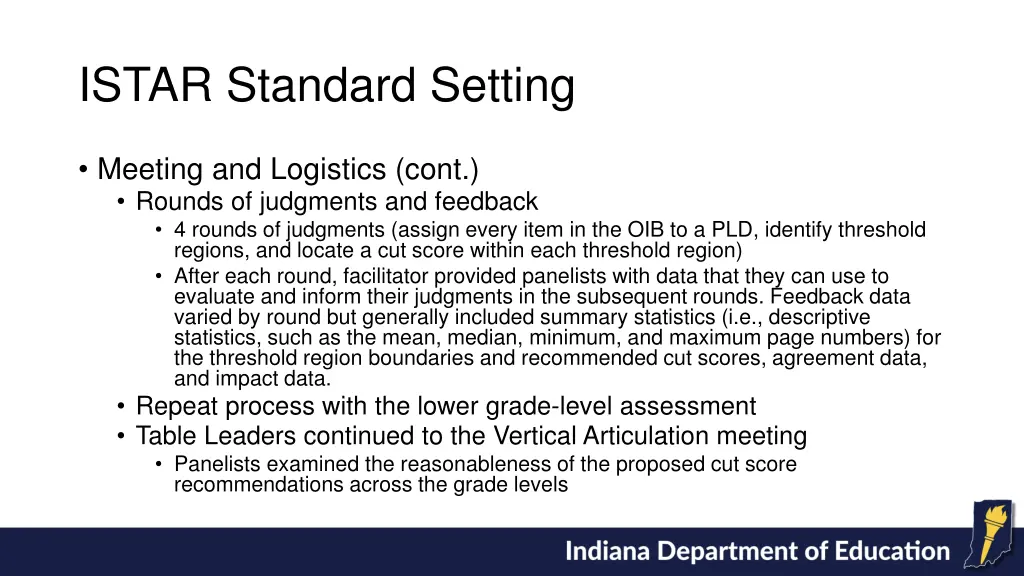 istar standard setting 1