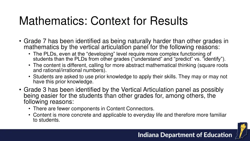 mathematics context for results
