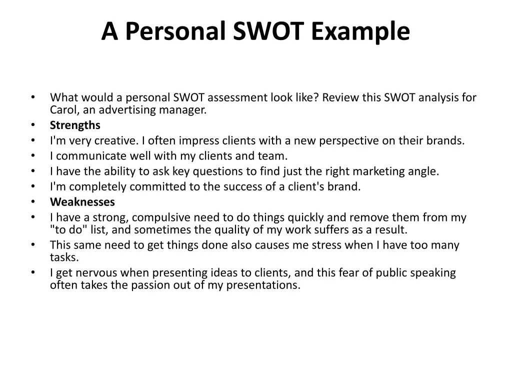 a personal swot example
