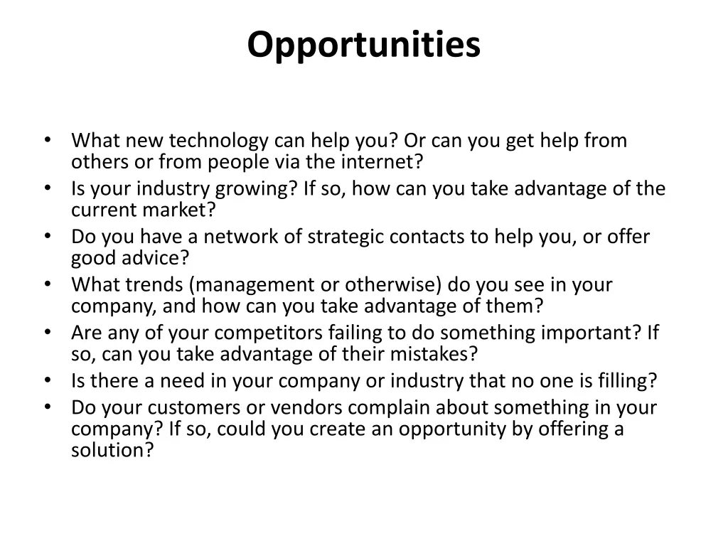 opportunities