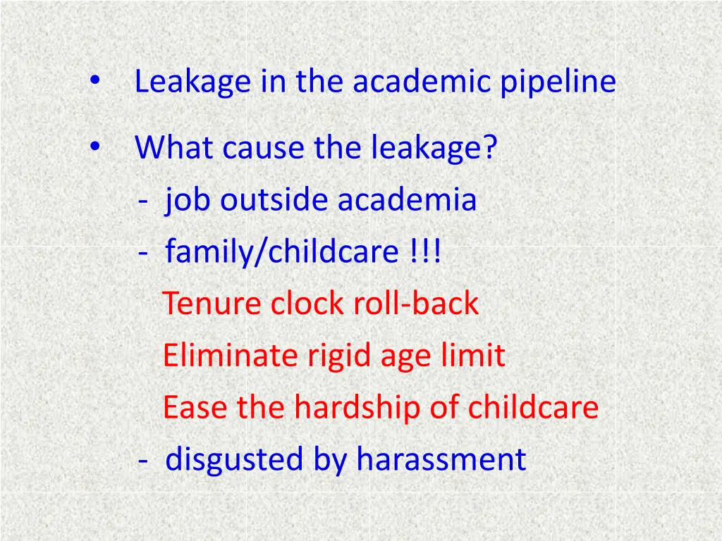 leakage in the academic pipeline