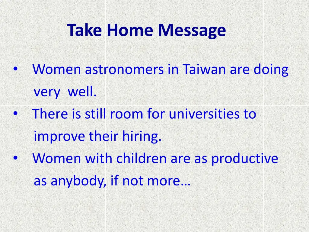 take home message