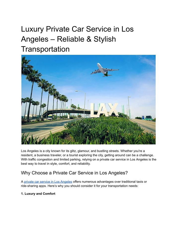 luxury private car service in los angeles