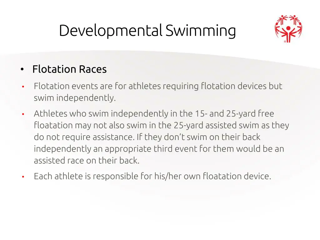 developmental swimming