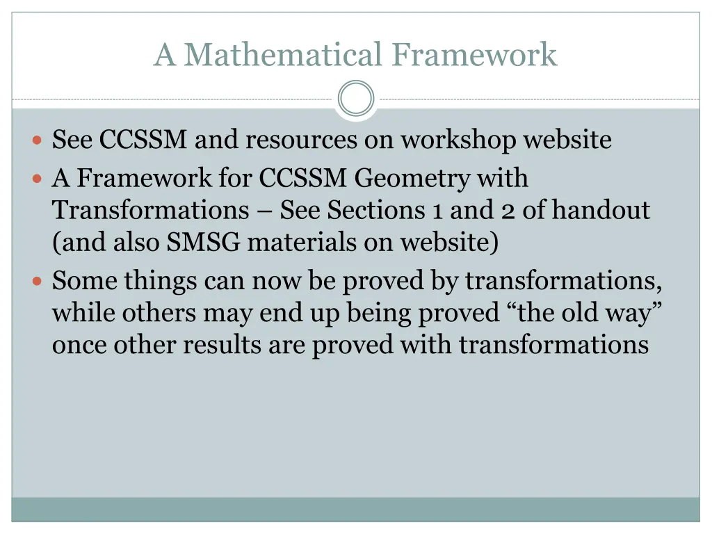 a mathematical framework 1