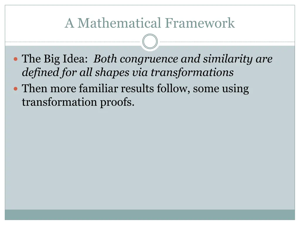 a mathematical framework