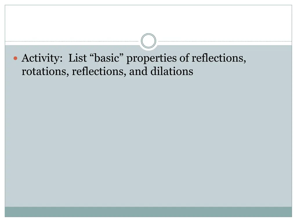 activity list basic properties of reflections