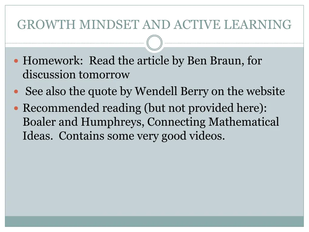 growth mindset and active learning
