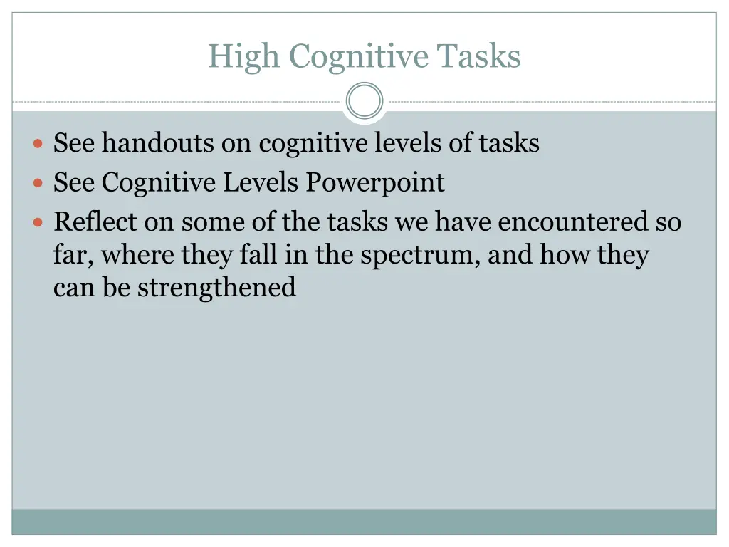 high cognitive tasks