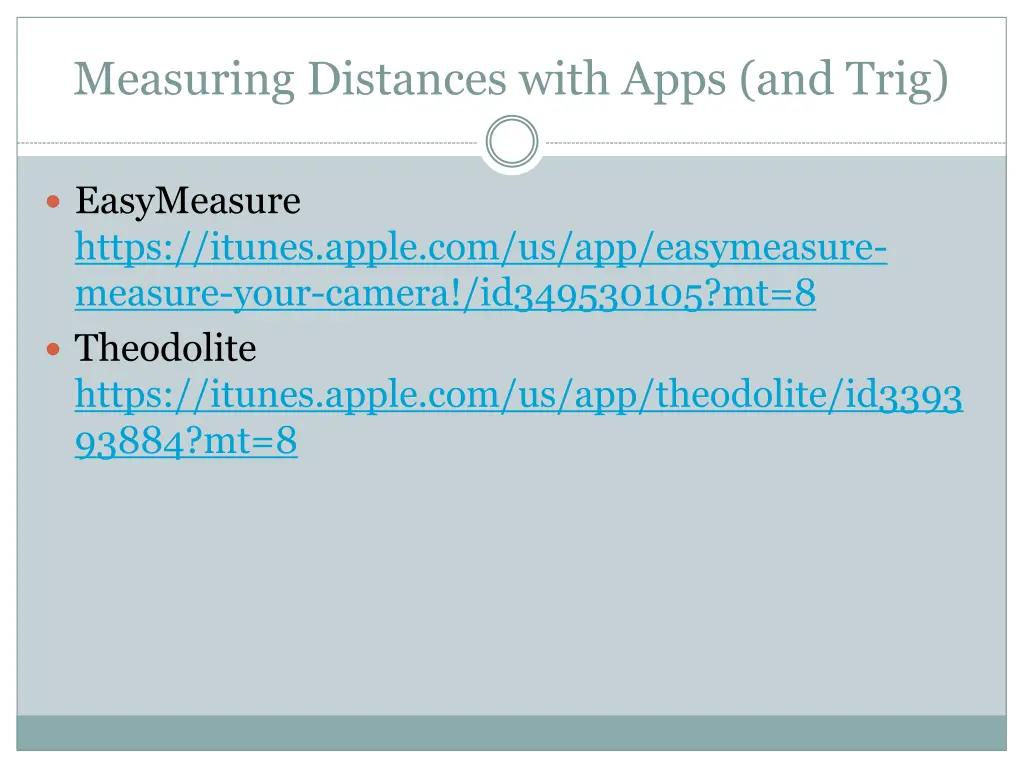 measuring distances with apps and trig