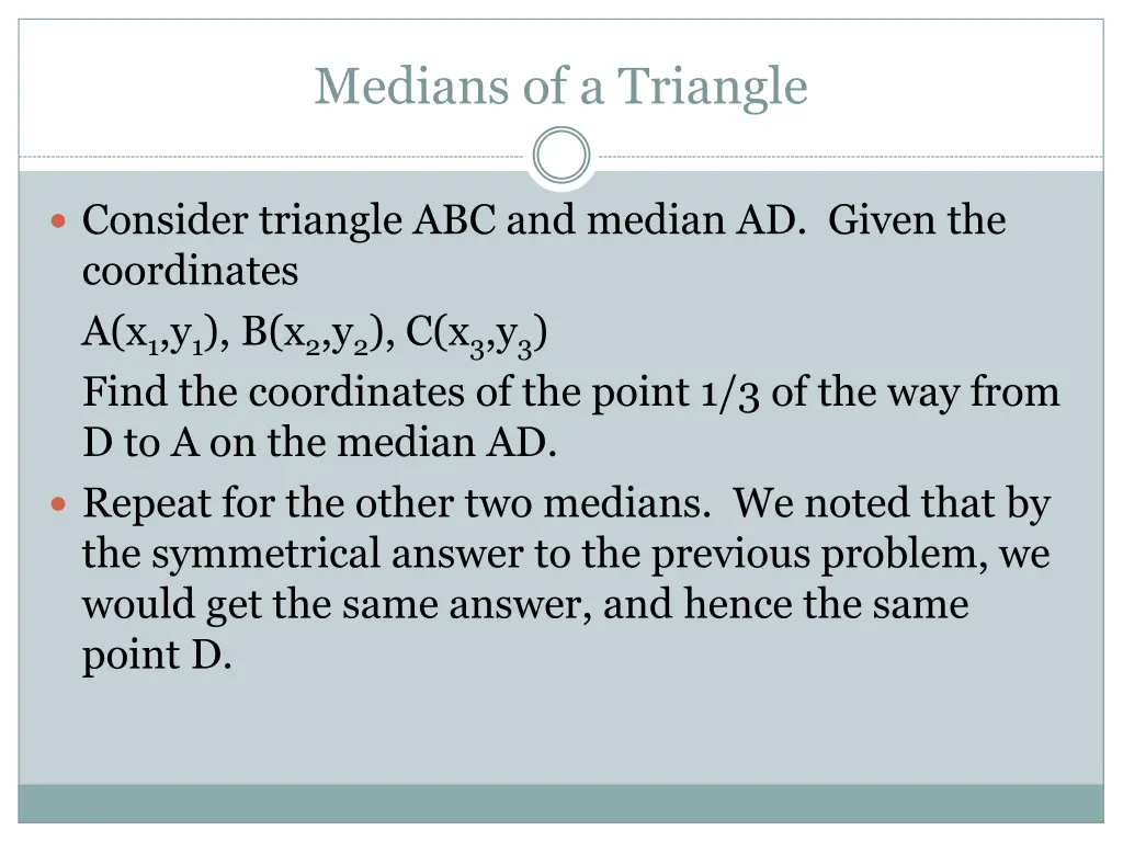 medians of a triangle